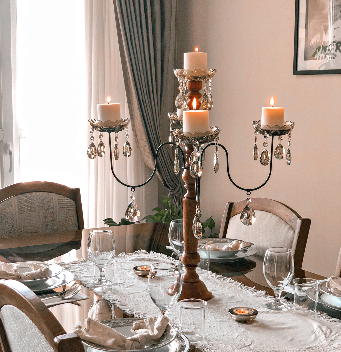 شمعدان رومیزی کریستالی